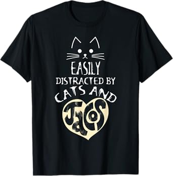Easily Distracted By Cats And Tacos Kawaii Cat Lovers T-Shirt for Men Women