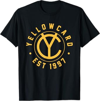 Yellowcard Yellow Logo T-Shirt, Men's Unisex-Adults Band T-Shirts, Short Sleeve, Small, Yellow