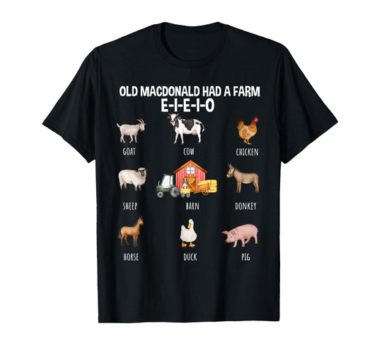 Toddler Kids Old MacDonald Had a Farm E-I-E-I-O Nursery Song T-Shirt