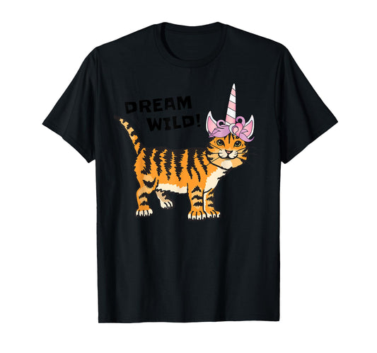 Dream Wild Cat Unicorn Tiger Lover T-Shirt, Caticorn Men Women Girls Kids T-Shirt
