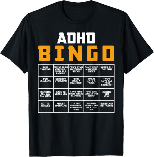 World Mental Health Awareness Day ADHD Bingo Funny T-Shirt