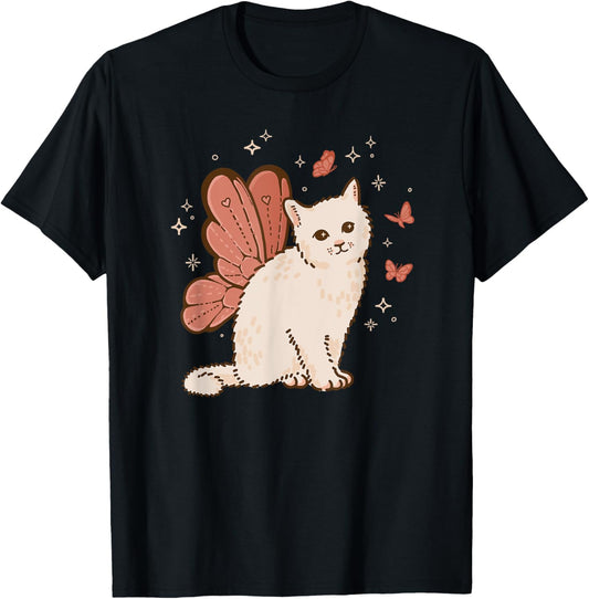 Fairycore Cute Butterfly Fairy Wings Cat Grunge Aesthetic T-Shirt