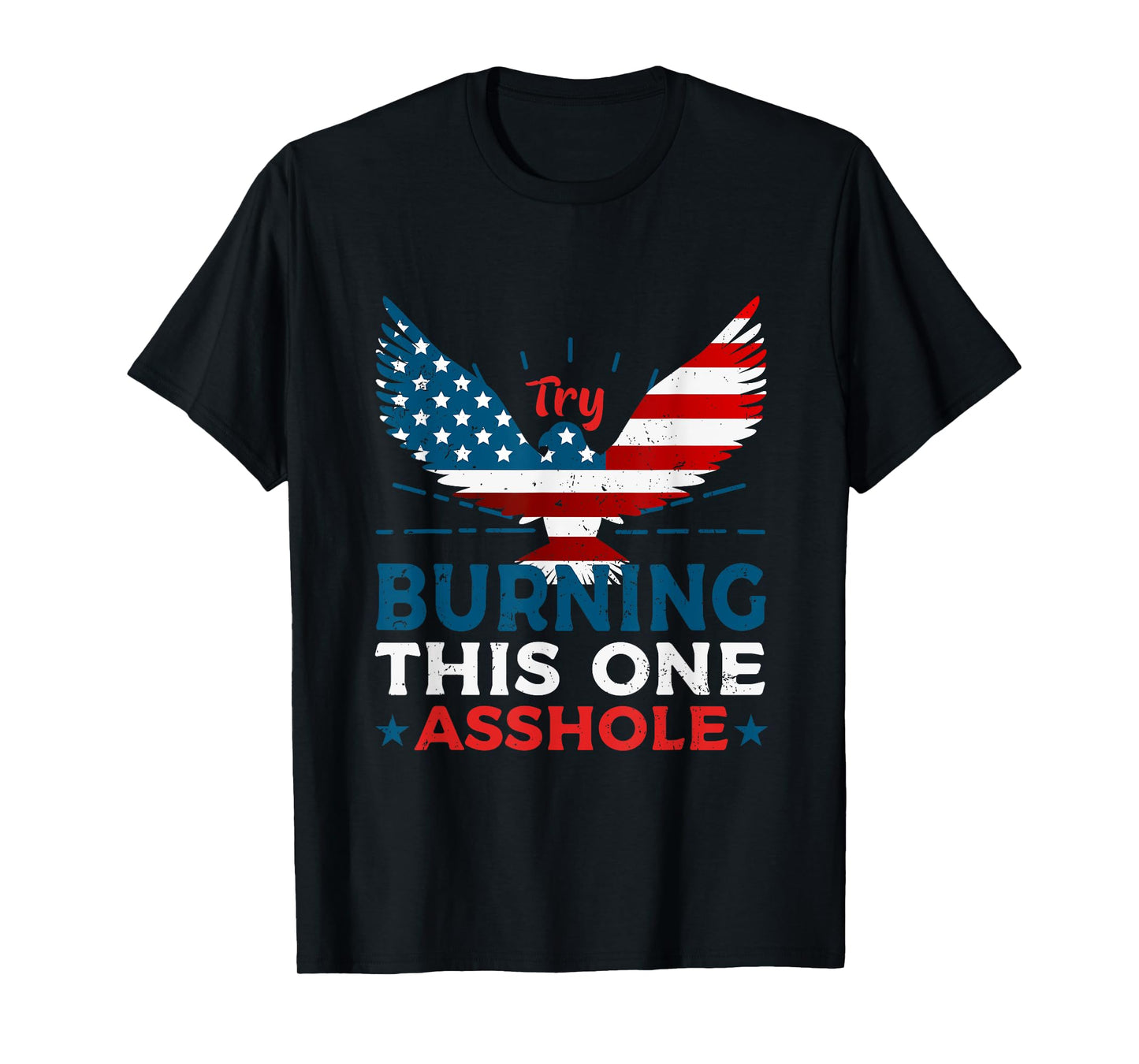 Try Burning This One Asshole Vintage American Flag Eagle Women Men T-Shirt