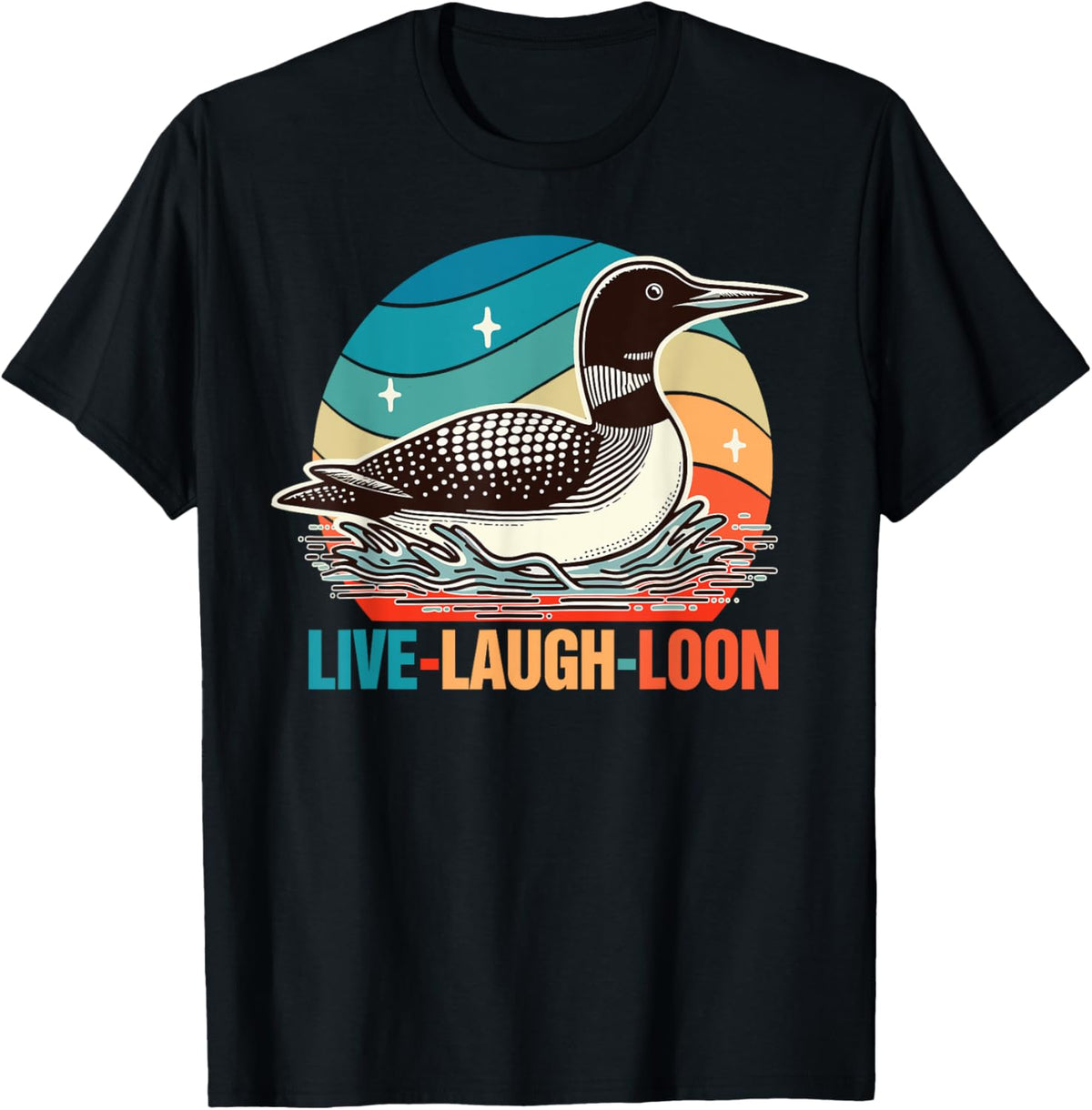 Common Loon Bird Lover Bird Watching Lives Laugh Loon T-Shirt, Small, Black