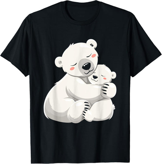 Cute Bear Moms Mothers Day Polar Bear Mom Hugging Baby T-Shirt