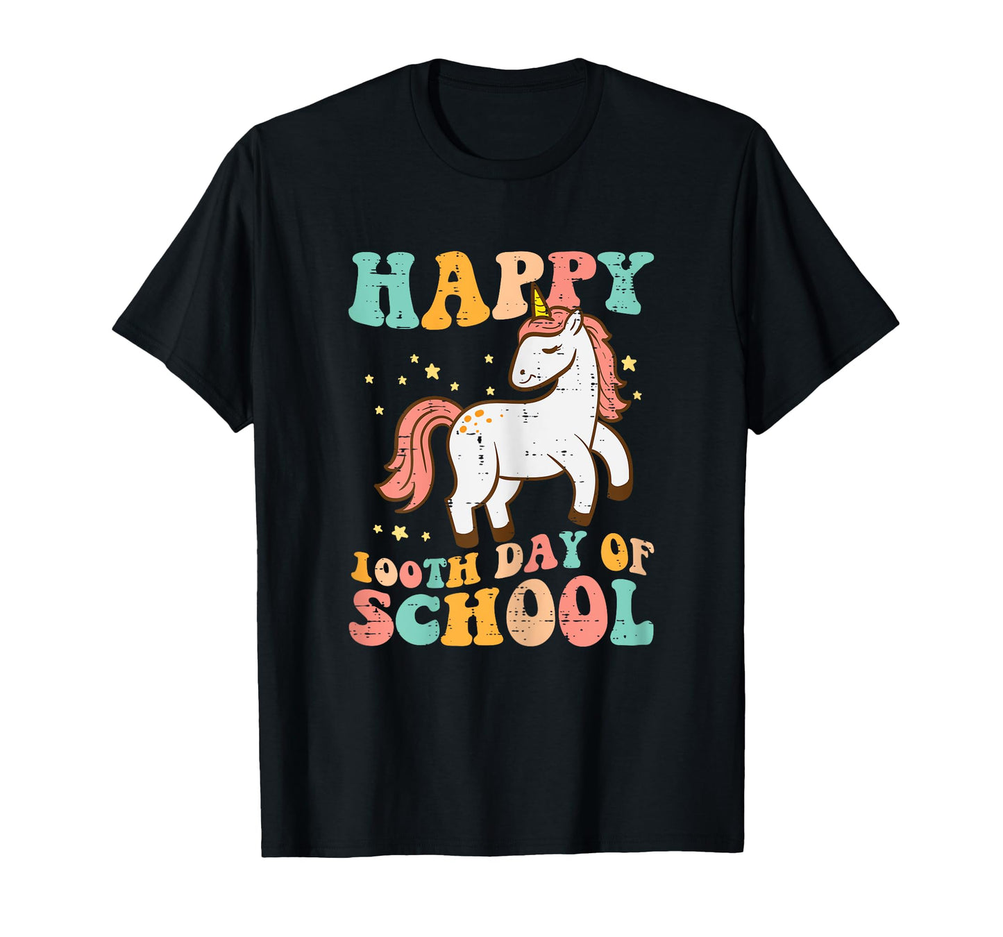 Happy 100th Day School Unicorn Retro 100th Day Women Girls T-Shirt