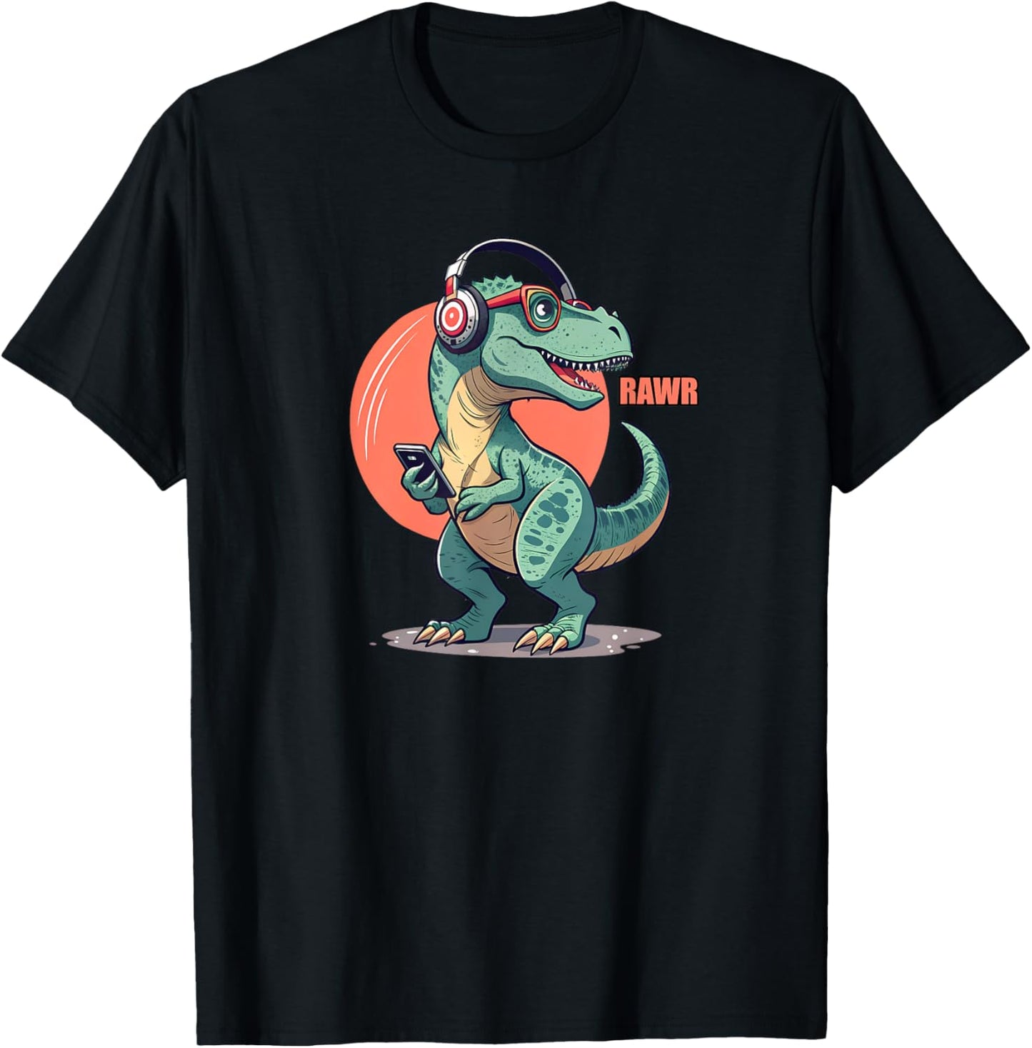 Dinosaur T-Rex Novelty Rawr & Roll Music Funny Dinosaur T-Shirt