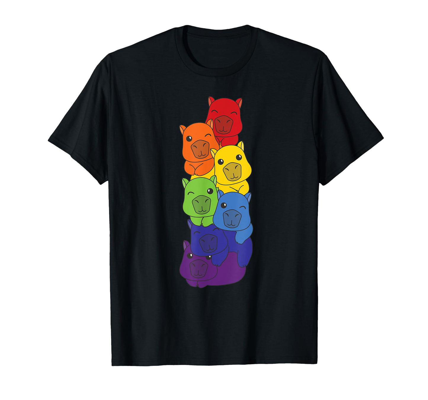 Rainbow Capybaras Cute Animals Colorful Capybara T-Shirt