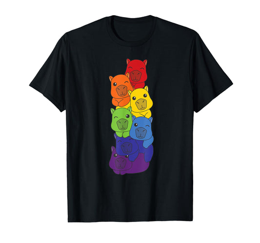 Rainbow Capybaras Cute Animals Colorful Capybara T-Shirt
