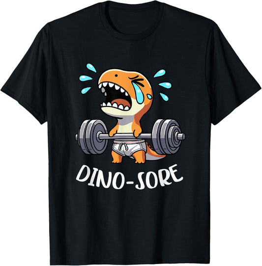 Dino Sore Gym Lifting Weights Fitness Workout Dino Saur Gym T-Shirt