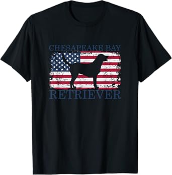 Chesapeake Bay Retriever with USA Flag T-Shirt