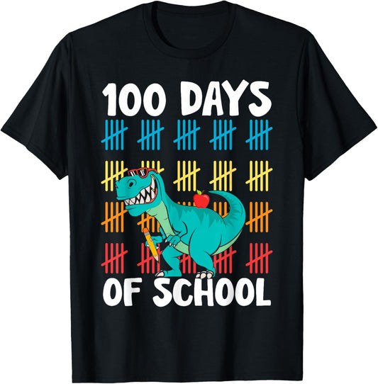 100th Day Of School Teachers Kids Boys Dino Happy 100 Days T-Shirt