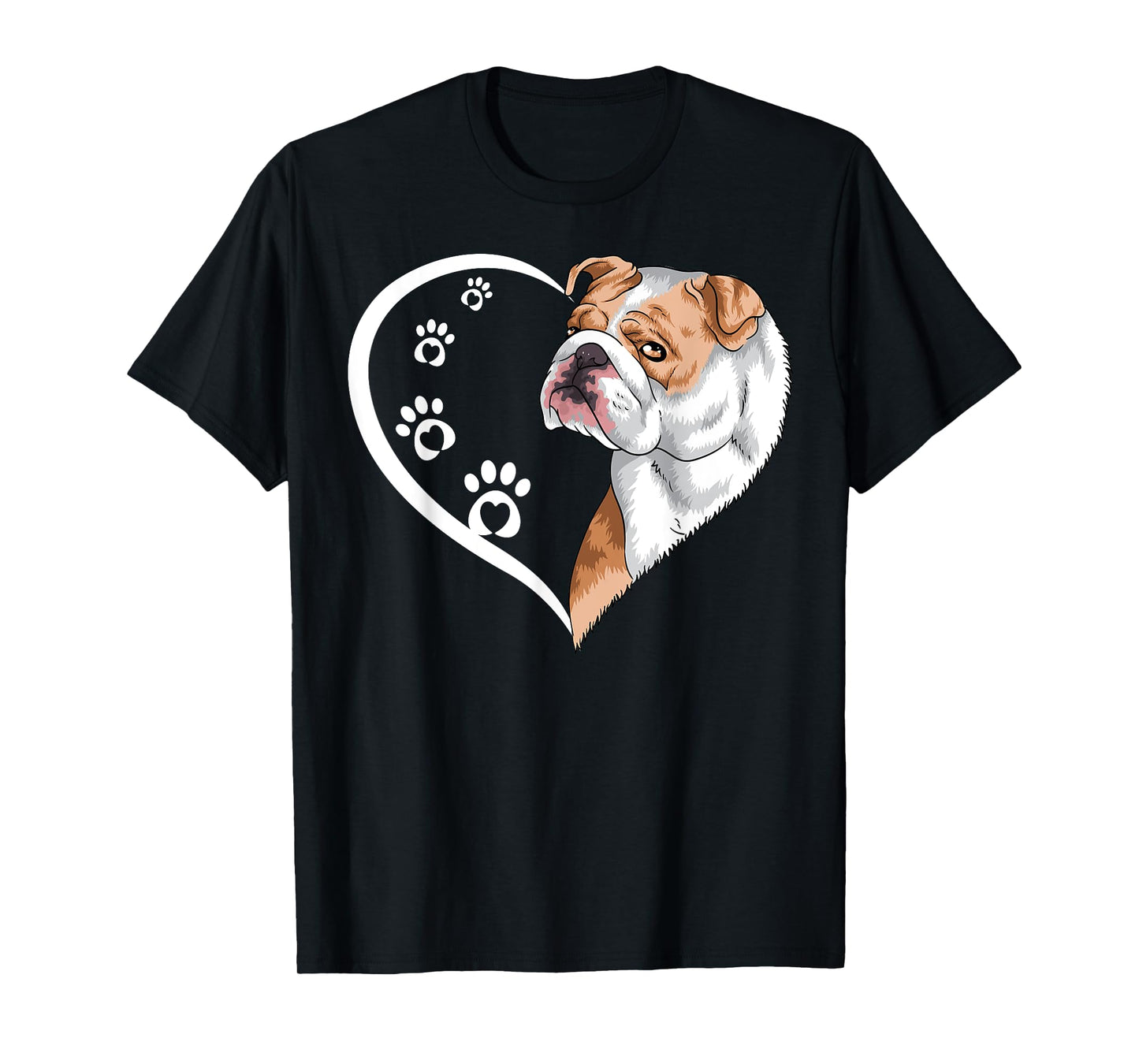 English Bulldog Shirts For Women Girls Kids Heart Cute T-Shirt