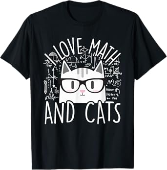 I Love Math And Cats Cute Kitty Cat Feline Lover Gift T-Shirt