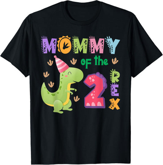 Mommy of the Two Rex Birthday Dinosaur Family Matching T-Shirt