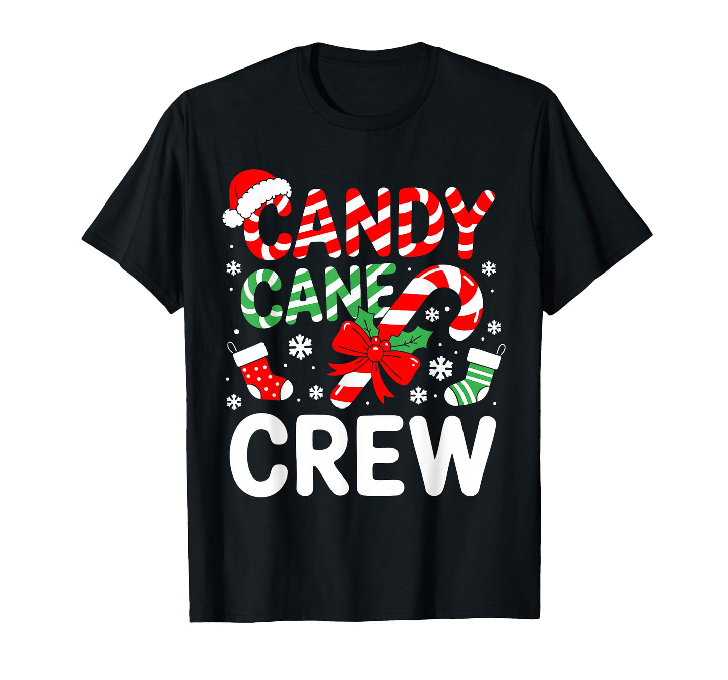 Candy Cane Crew Shirt Adult Men Women Kids Christmas Pajamas T-Shirt