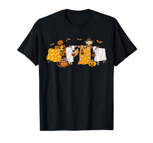 Cow Dressed As Ghost Farm Animal Spooky Season Halloween T-Shirt