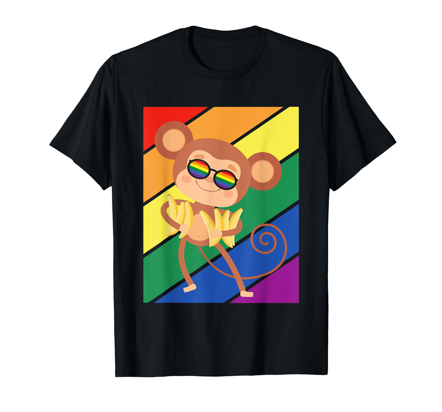 LGBTQ Flag Gay Pride Month Rainbow Monkey With LGBT Glasses T-Shirt
