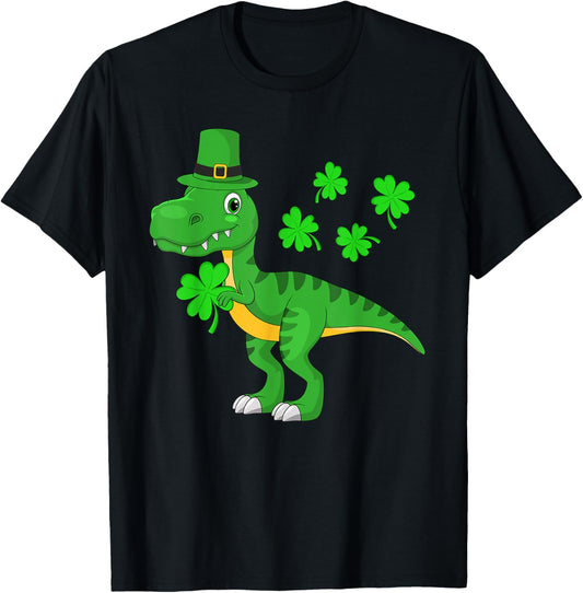 St Patricks Day Dinosaur Shamrock Leprechaun Hat Kids Boys T-Shirt