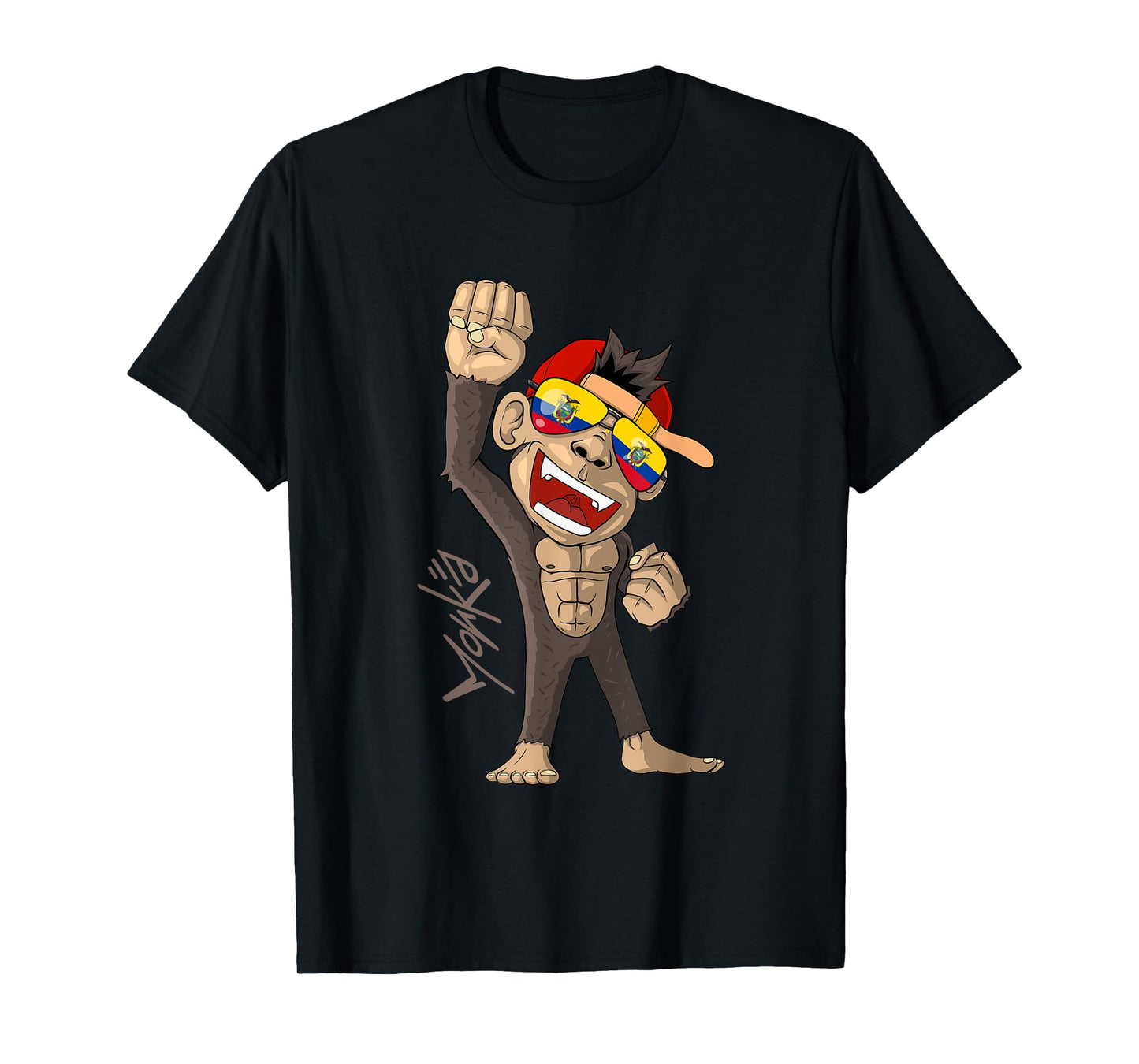 Ecuador Flag - Cheering Monkey - Fan T-Shirt