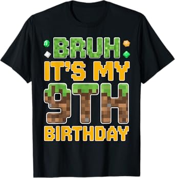 Birthday Boy Shirt It's My 9th Birthday Video Game Pixel T-Shirt