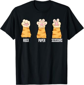 Rock Paper Scissors Cat Paws Funny Hand Game Kitten Cat Paw Men Women Kids T-Shirt