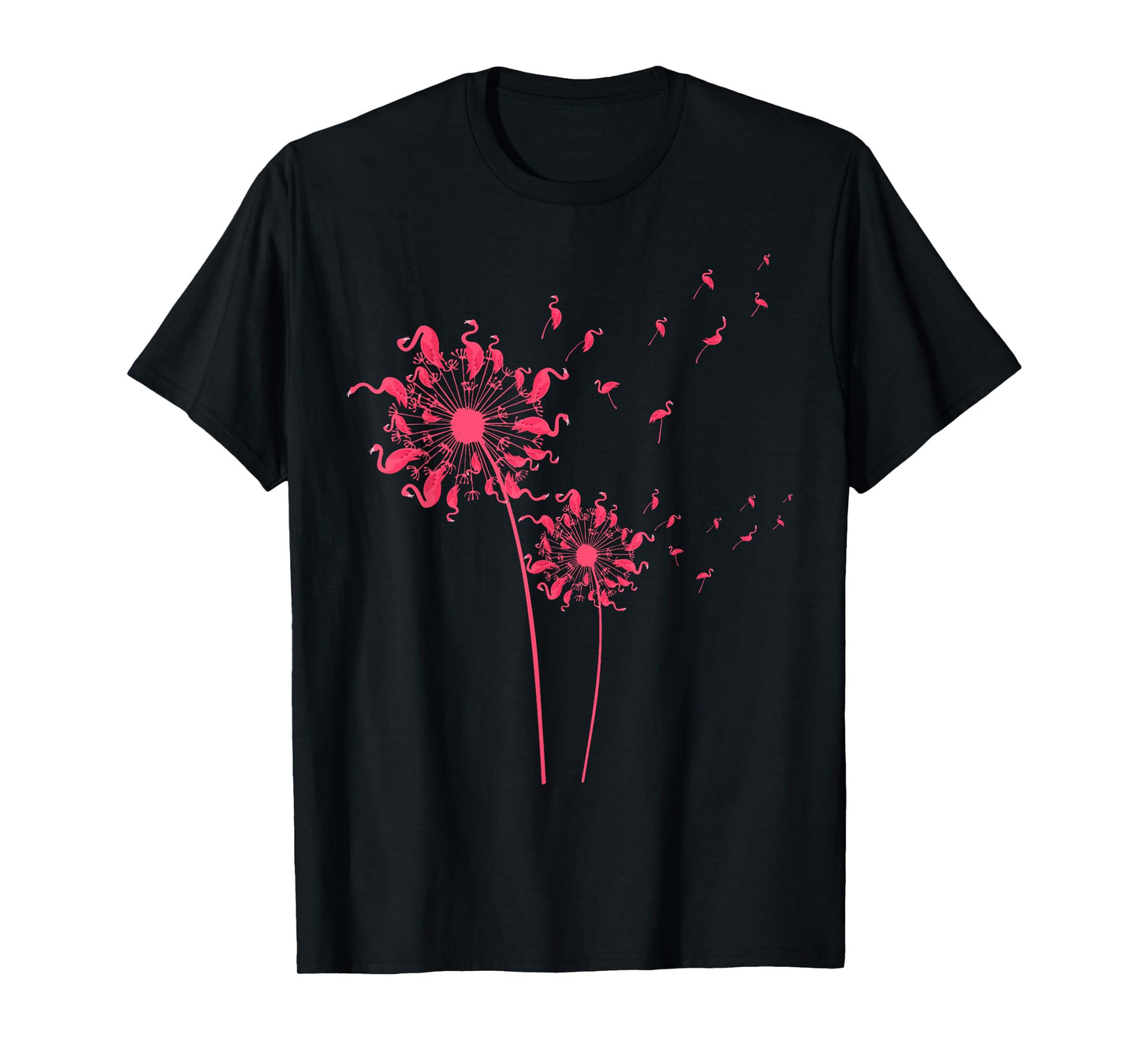 Cool Flamingo For Women Girls Ladies Dandelion Tropical Bird T-Shirt