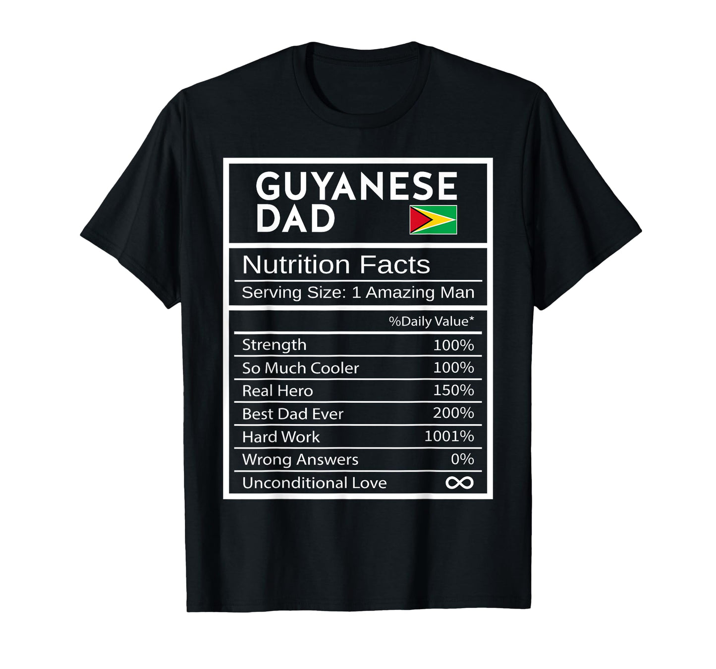 Guyanese Dad Nutrition Facts National Pride Gift For Dad T-Shirt