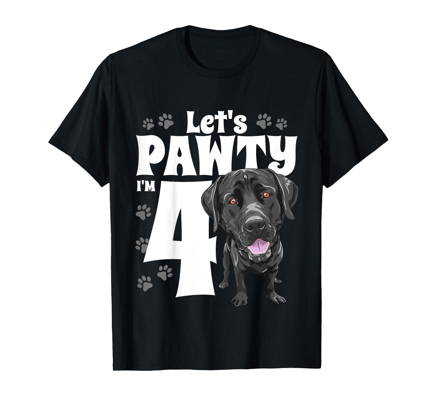 4 Year Old Black Lab Dog Birthday Pawty Labrador 4th Gift T-Shirt