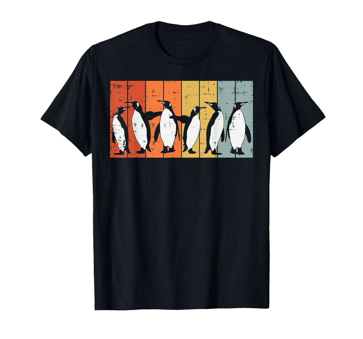 Penguins Retro Stripes Retro Antarctic Bird Kids Men Women T-Shirt