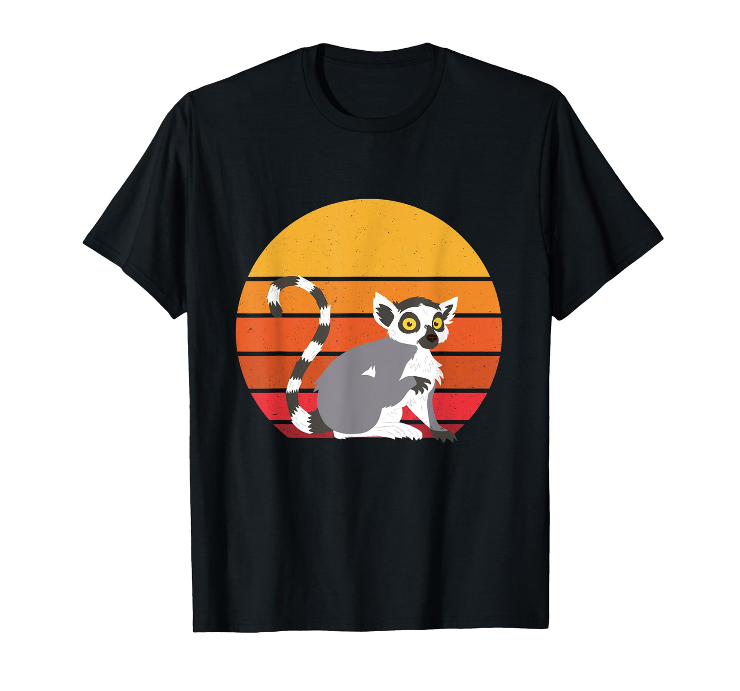 Lemur Sunset Funny Lemur Lover Retro Madagascar Animal T-Shirt