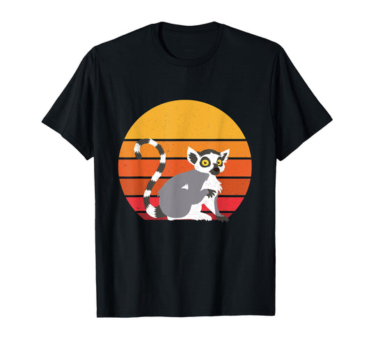 Lemur Sunset Funny Lemur Lover Retro Madagascar Animal T-Shirt