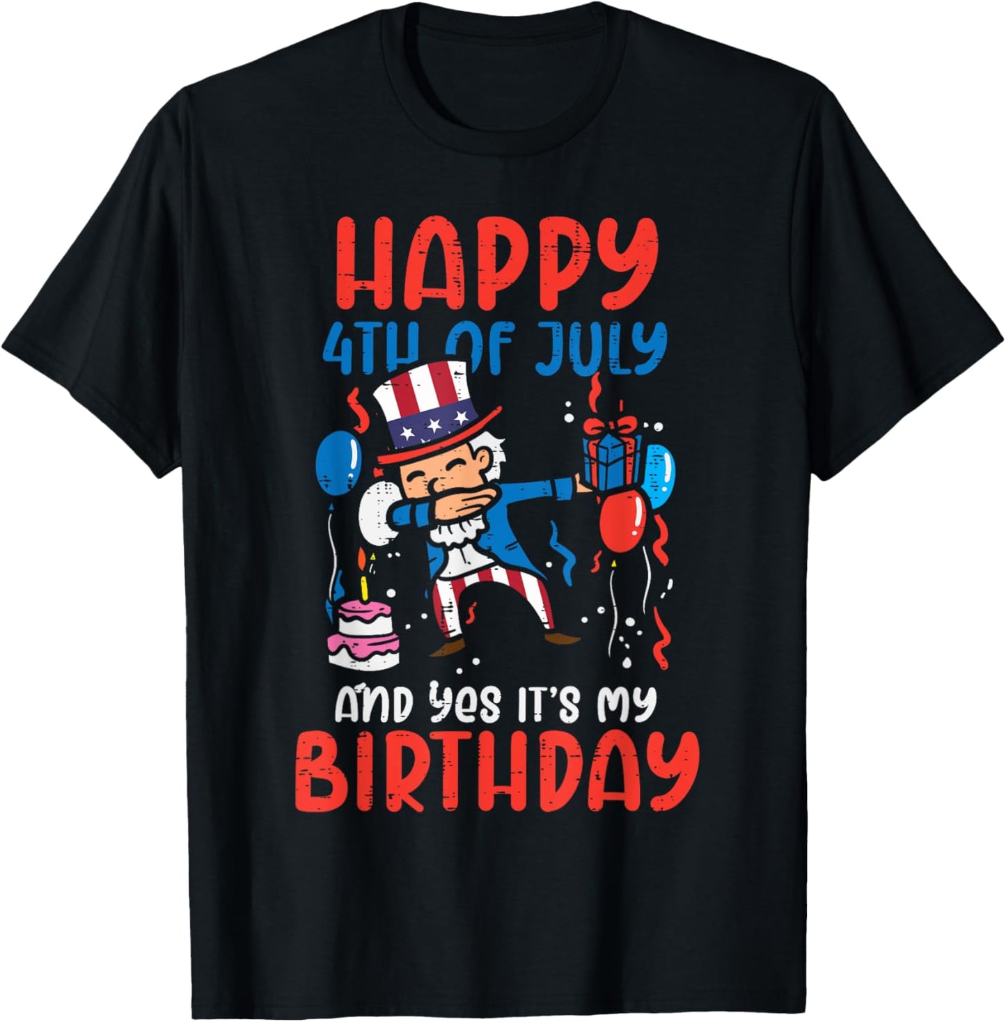 Happy 4th Of July Birthday Uncle Sam Dab Patriot Boys Kid T-Shirt