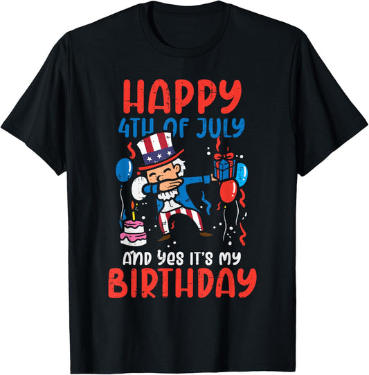 Happy 4th Of July Birthday Uncle Sam Dab Patriot Boys Kid T-Shirt