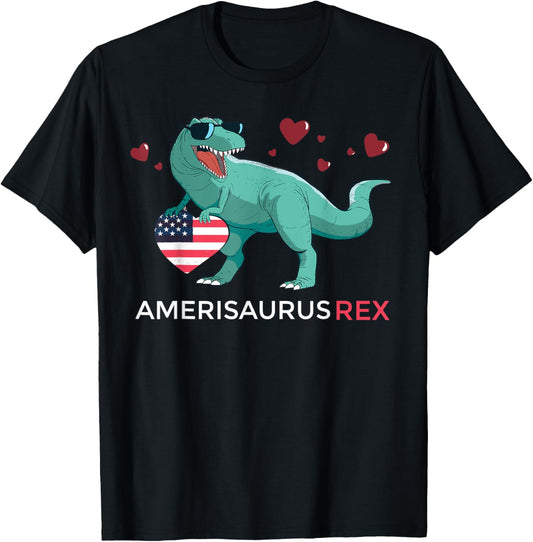 Amerisaurus Rex Patriotic Dinosaur 4th of July Kids Merica T-Shirt