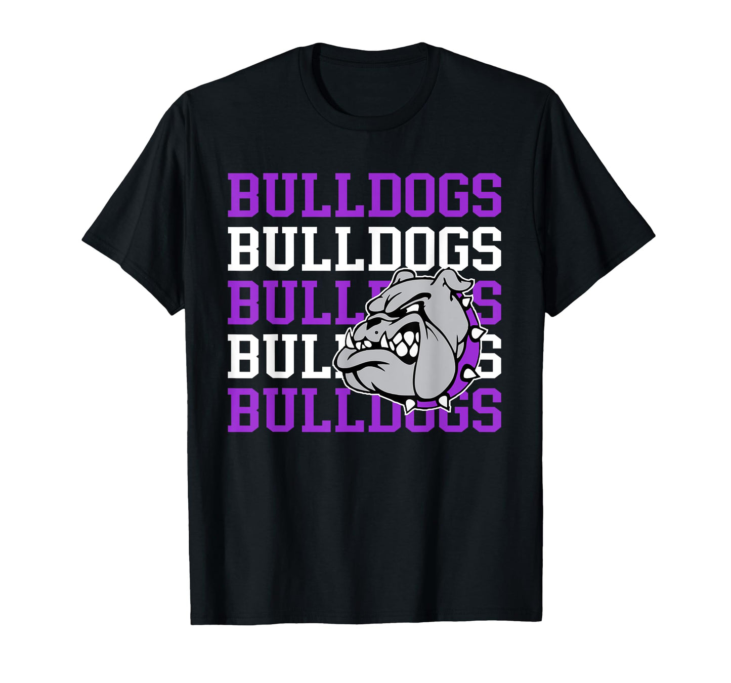 Purple Bulldogs School Spirit Bulldog Mascot Teacher Bulldog T-Shirt