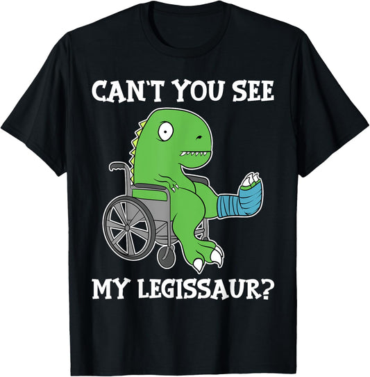 Dino Funny Get Well Broken Leg Gift Dinosaur with a Cast T-Shirt