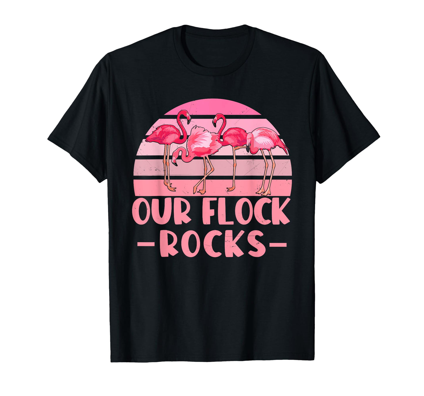 Our Flock Rocks Flamingos Lover Family Vacation Group T-Shirt