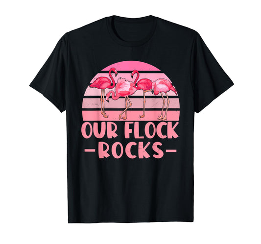 Our Flock Rocks Flamingos Lover Family Vacation Group T-Shirt