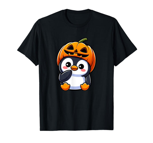 Halloween Penguin Pumpkin Hat T-Shirt