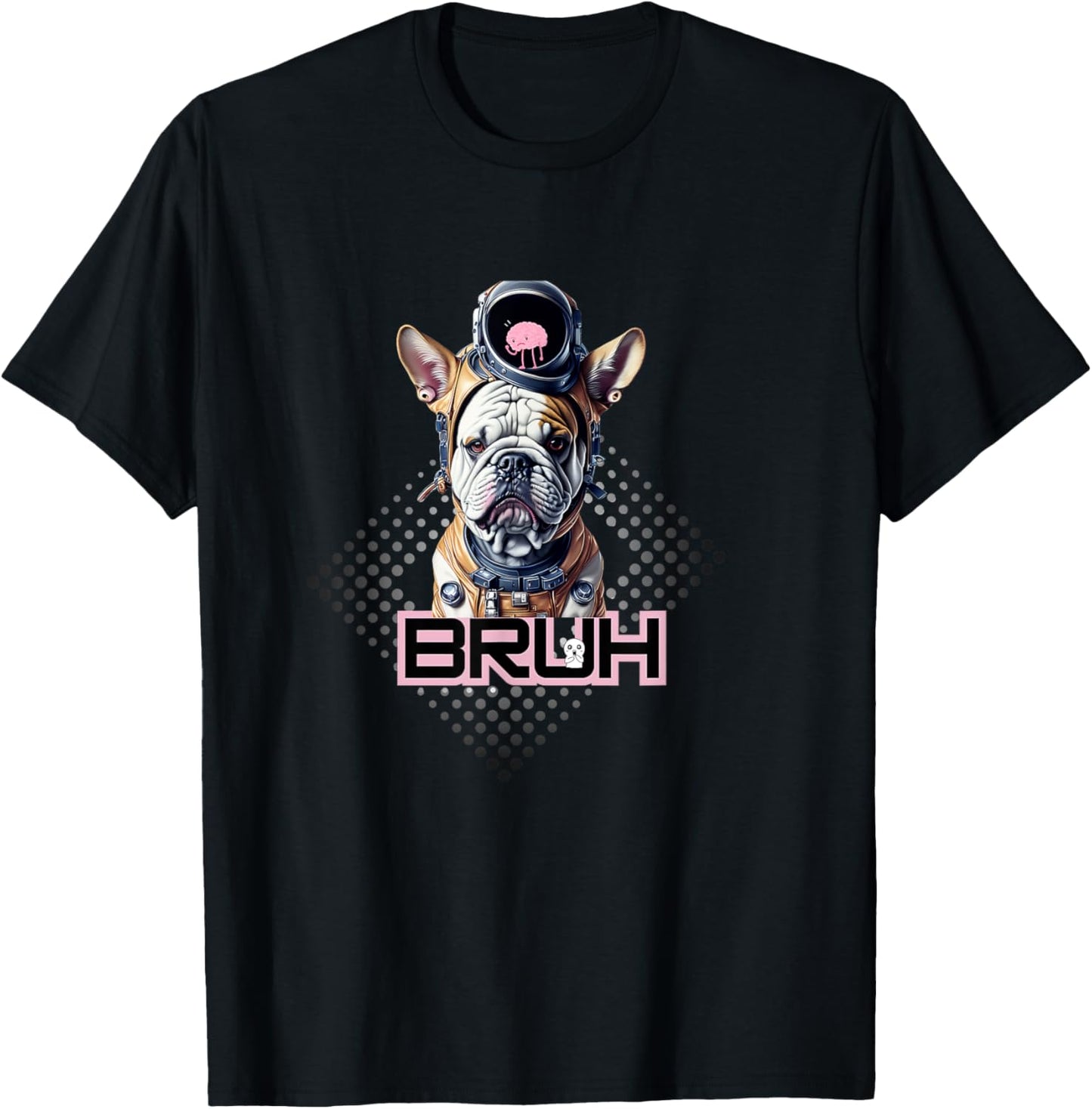 Bruh: If Dogs Could Talk Wrinkled Bulldog with Chibi Brain T-Shirt