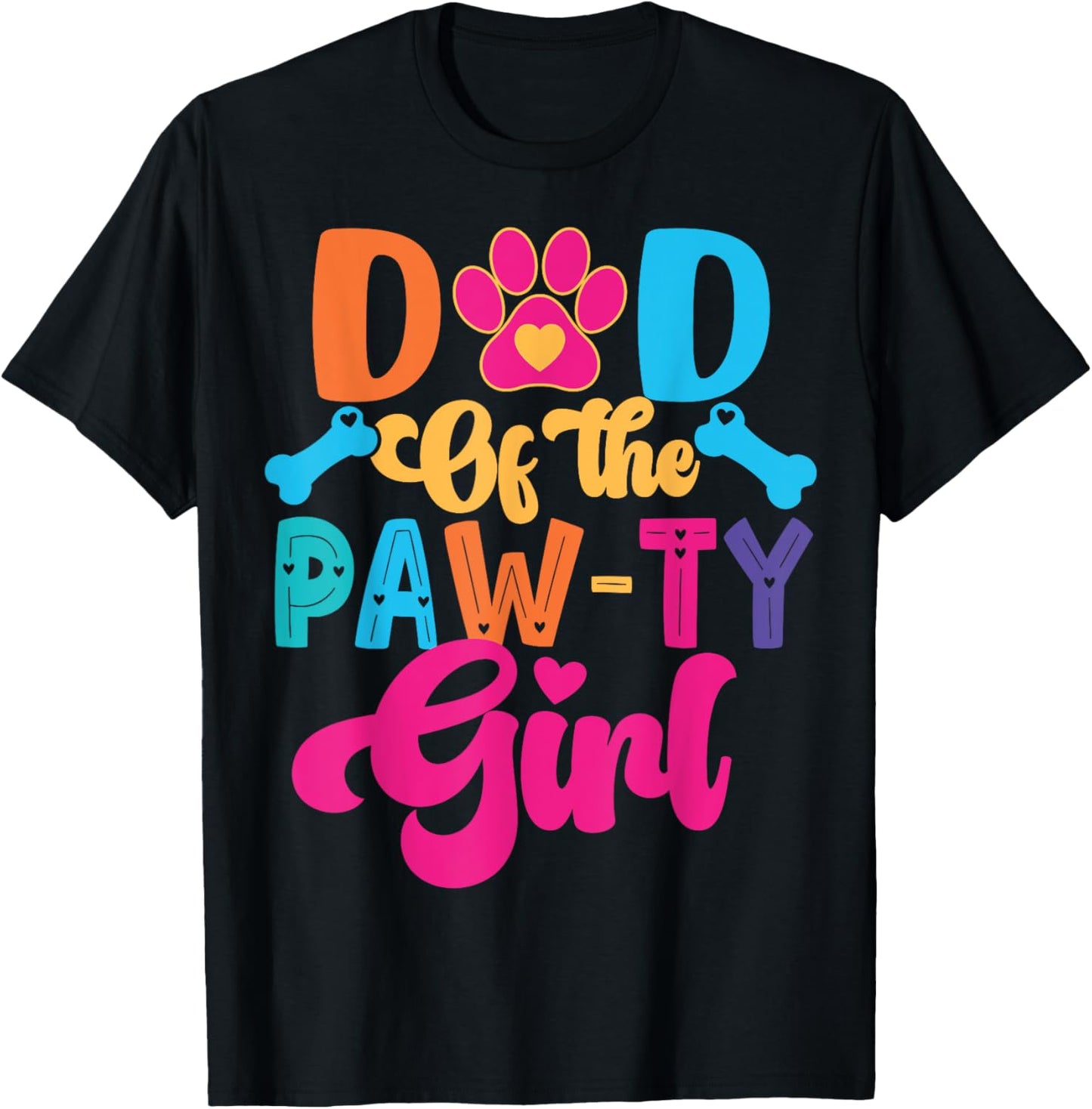 Dad Of The Birthday Girl Dog Paw Family Matching Party T-Shirt