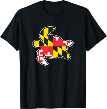Maryland State Flag Turtle Shirt Funny reptile Tee T-Shirt