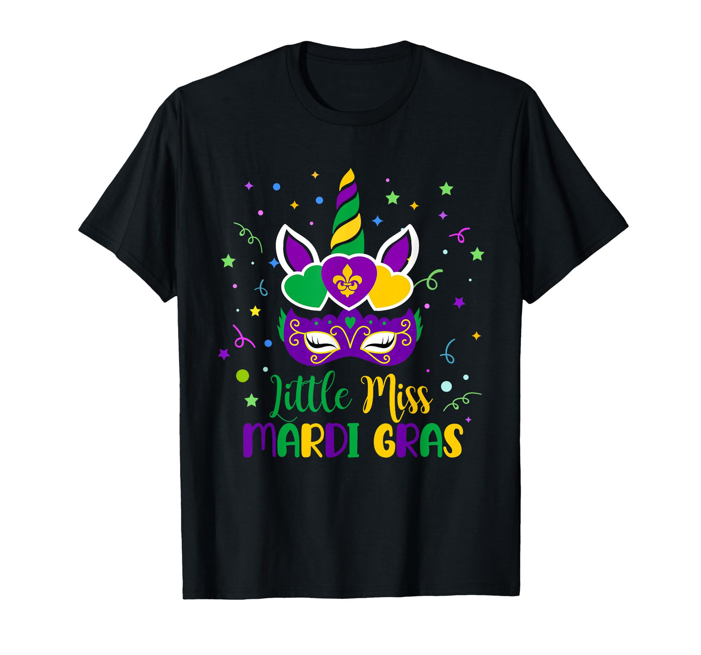 Little Miss Mardi Gras Carnival Unicorn For Toddler Girl Kid T-Shirt