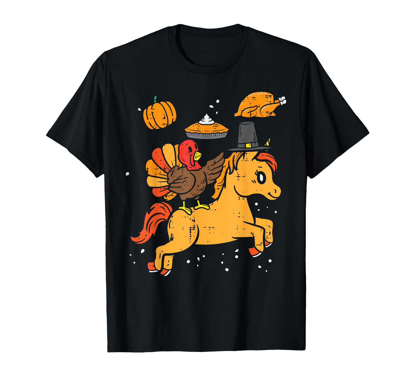 Turkey Ridin Unicorn Pumpkin Thanksgiving Toddler Girls Kids T-Shirt