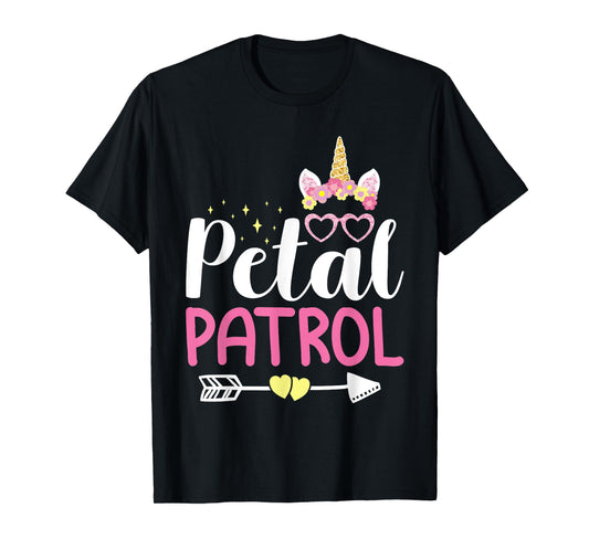 Petal Patrol Cute Girl Flowers Unicorn Wedding Bridal T-Shirt