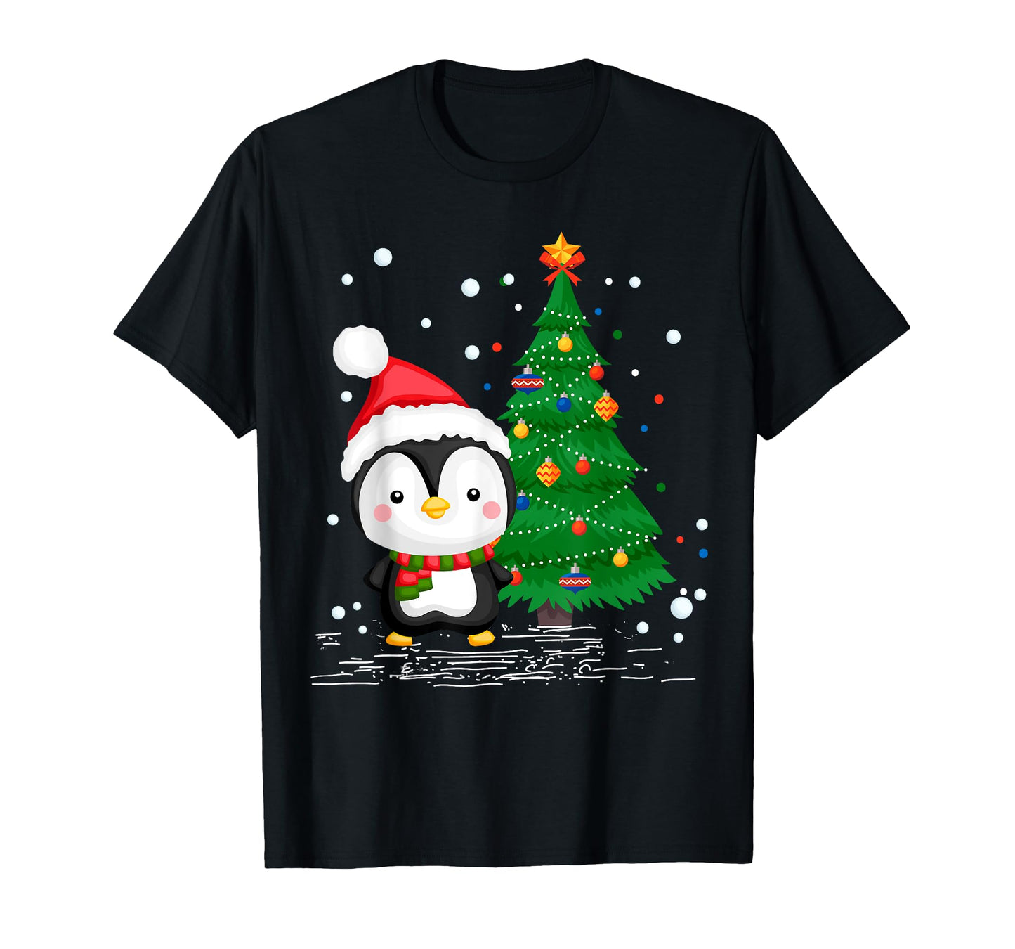 Funny Penguin Lover Gift Santa Hat Penguin Christmas T-Shirt