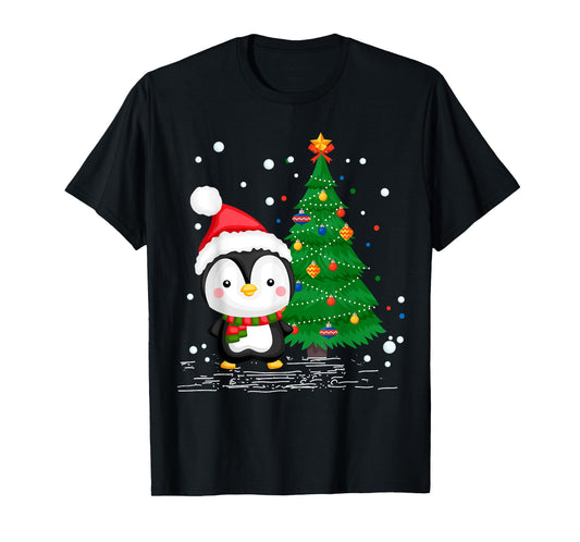 Funny Penguin Lover Gift Santa Hat Penguin Christmas T-Shirt
