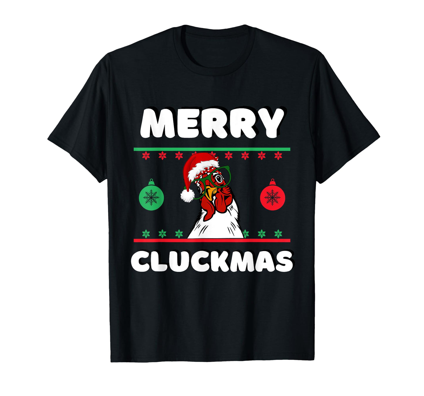 Merry Cluckmas Funny Chicken Christmas Retro Vintage T-Shirt