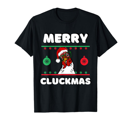 Merry Cluckmas Funny Chicken Christmas Retro Vintage T-Shirt